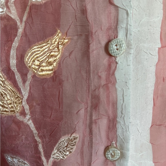 Vintage "Member's High Fashion" Floral Crepe Blouse Sheer Shirt XXL - Picture 5 of 6